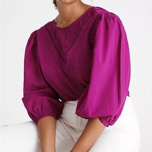 FARM RIO x Anthropologie Kelsie puff sleeve peasant blouse top